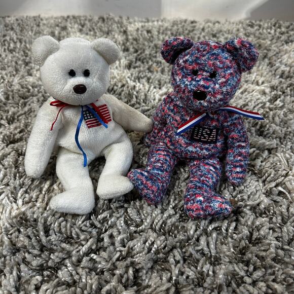 Vintage Ty Beanie Baby Babies Bears Patriotic Libearty USA Lot of 2 - Picture 1 of 4